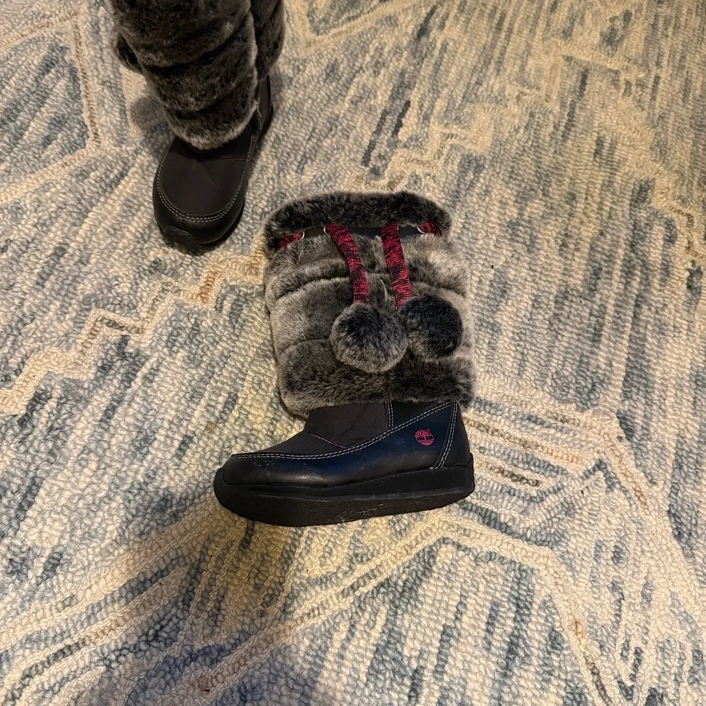 TIMBERLAND Winterberry Black Tall Furry Girls Boot  59994 Size 7.5
